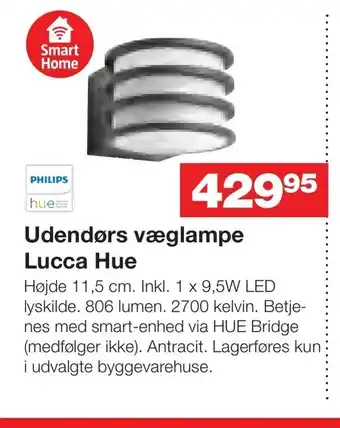 Bauhaus Udendørs væglampe Lucca Hue tilbud