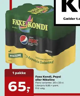 Dagli'Brugsen Faxe Kondi, Pepsi eller Nikoline tilbud