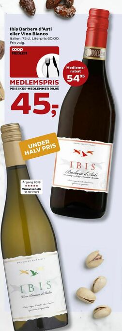 Dagli'Brugsen Ibis Barbera d'Asti eller Vino Bianco tilbud