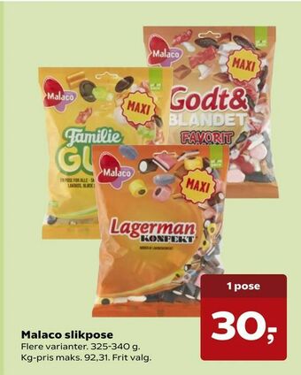 Kvickly Malaco slikpose tilbud