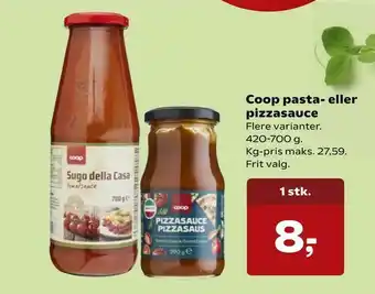 Kvickly Coop pasta- eller pizzasauce tilbud