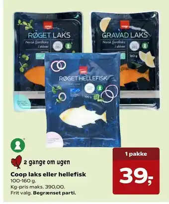 Kvickly Coop laks eller hellefisk tilbud