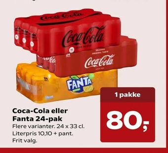 Kvickly Coca-Cola eller Fanta 24-pak tilbud