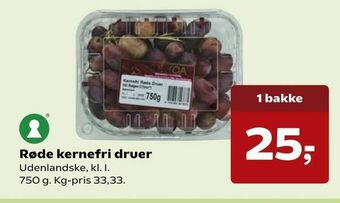 Kvickly Røde kernefri druer tilbud
