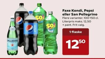 Kvickly Faxe Kondi, Pepsi eller San Pellegrino tilbud