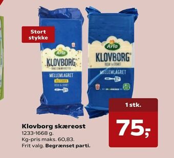 Kvickly Klovborg skæreost tilbud