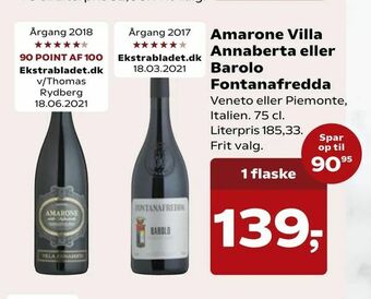 Kvickly Amarone Villa Annaberta eller Barolo Fontanafredda tilbud