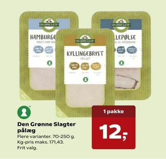 Kvickly Den Grønne Slagter pålæg tilbud