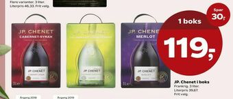 Kvickly JP. Chenet i boks tilbud