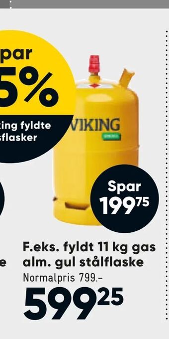 Bilka Fyldt 11 kg gas alm. gul stålflaske tilbud
