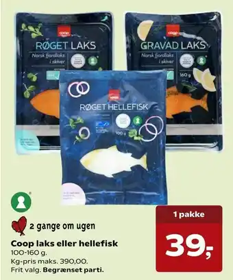 SuperBrugsen Coop laks eller hellefisk tilbud