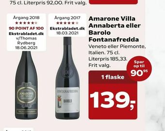 SuperBrugsen Amarone Villa Annaberta eller Barolo Fontanafredda tilbud