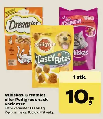SuperBrugsen Whiskas, Dreamies eller Pedigree snack varianter tilbud