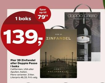 Pier 39 Zinfandel eller Doppio Passo i boks
