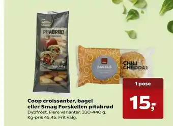 SuperBrugsen Coop croissanter, bagel eller Smag Forskellen pitabrød tilbud