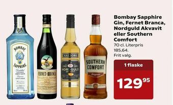 SuperBrugsen Bombay Sapphire Gin, Fernet Branca, Nordguld Akvavit eller Southern Comfort tilbud