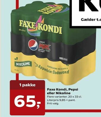 SuperBrugsen Faxe Kondi, Pepsi eller Nikoline tilbud