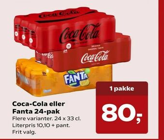 SuperBrugsen Coca-Cola eller Fanta 24-pak tilbud