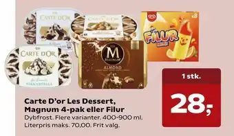 SuperBrugsen Carte D'or Les Dessert, Magnum 4-pak eller Filur tilbud