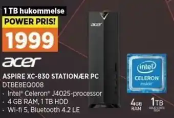 Power Acer Aspire XC-830 Stationær PC DTBE8EQ008 tilbud