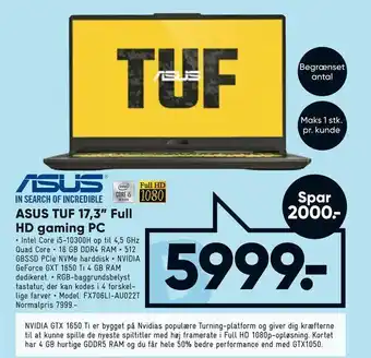 Bilka ASUS TUF 17,3" Full HD gaming PC tilbud