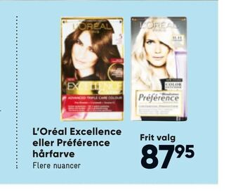 Bilka L'Oréal Excellence eller Préférence hårfarve tilbud