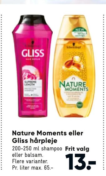 Bilka Nature Moments eller Gliss hårpleje tilbud