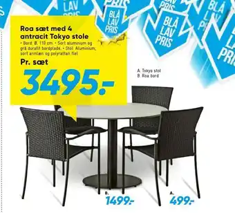 Roa sæt med 4 antracit Tokyo stole