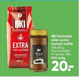 Bilka BKI formalet eller extra instant kaffe tilbud