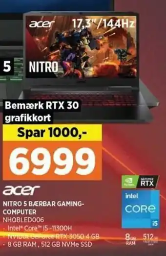 Power Nitro 5 Bærbar Gaming-Computer NHQBLED006 tilbud