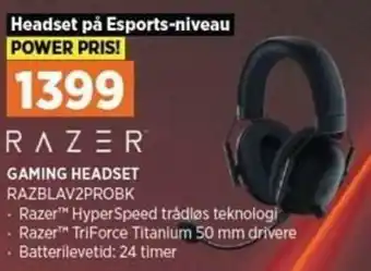 Power Razer Gaming Headset RAZBLAV2PROBK tilbud