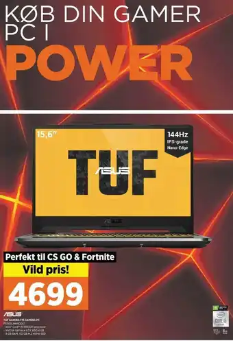 Power Asus TUF Gaming F15 Gaming PC FX506LHHN004T tilbud