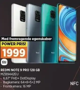 Power Redmi Note 9 Pro 128 gb MZB9442EU tilbud