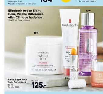 Bilka Elizabeth Arden Eight Hour, Visible Difference eller Clinique hudpleje tilbud