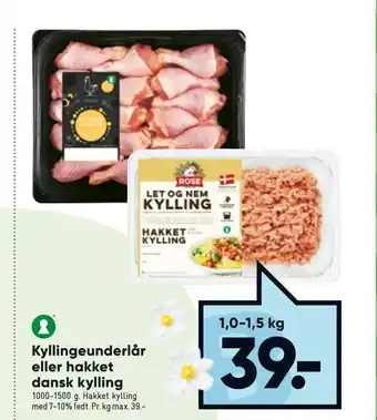 Bilka Kyllingeunderlår eller hakket dansk kylling tilbud