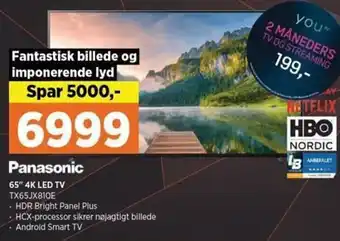 Power Panasonic 65" 4k LED TV TX65JX810E tilbud