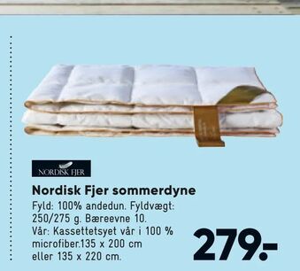 Bilka Nordisk Fjer sommerdyne tilbud