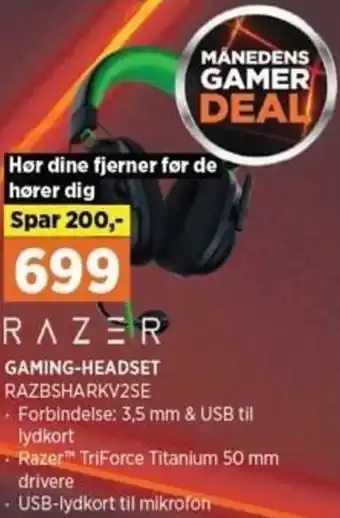 Power Razer Gaming-Headset RAZBSHARKV2SE tilbud
