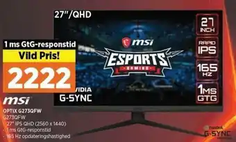 Power MSI Optix G273QFW tilbud