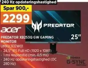Power Predator XB253Q GW Gaming Monitor tilbud
