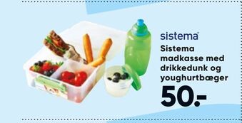Sistema madkasse med drikkedunk og youghurtbæger