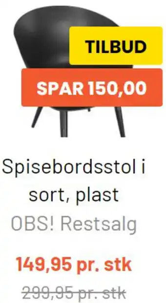 Spisebordsstol i Sort, Plast