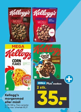Bilka Kellogg's morgenmad eller müsli tilbud