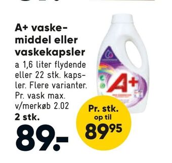 Bilka A+ vaskemiddel eller vaskekapsler tilbud