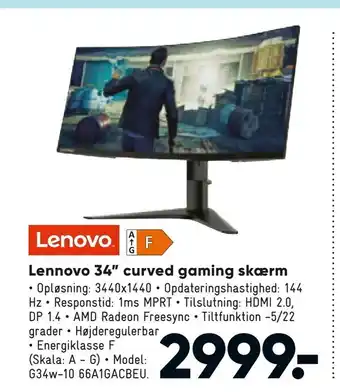 Bilka Lennovo 34" curved gaming skærm tilbud
