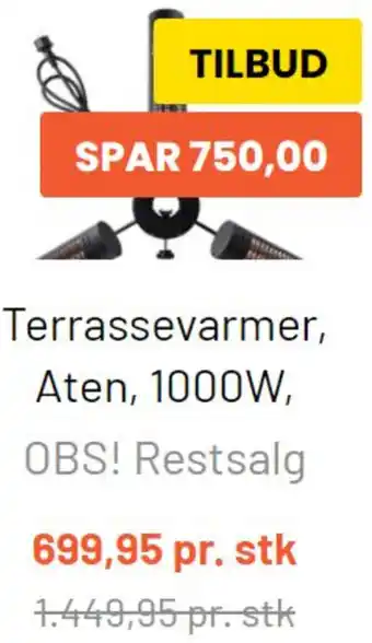 Terrassevarmer, Aten, 1000W,