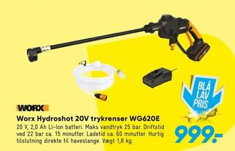 Bilka Worx Hydroshot 20V trykrenser WG620E tilbud