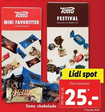 Lidl Toms Chokolade 200-250g tilbud