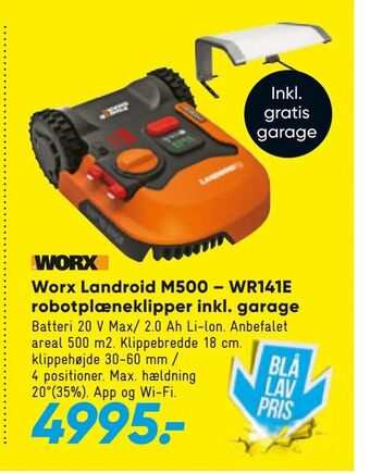 Worx Landroid M500 - WR141E robotplæneklipper inkl. garage