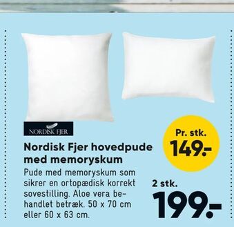 Bilka Nordisk Fjer hovedpude med memoryskum tilbud